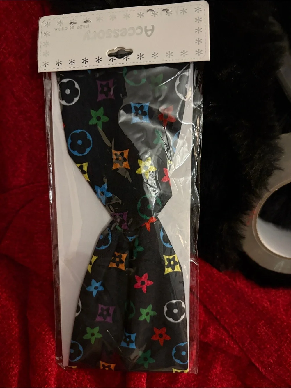 Black Multicolor Patterned Headband